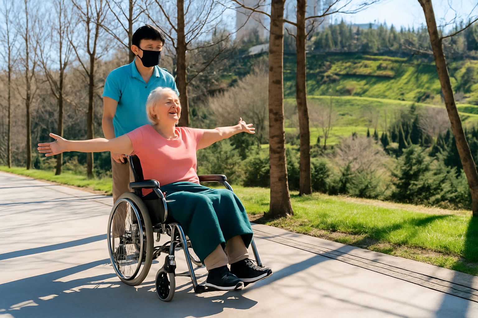 Professional caregiver providing companion care and emotional support