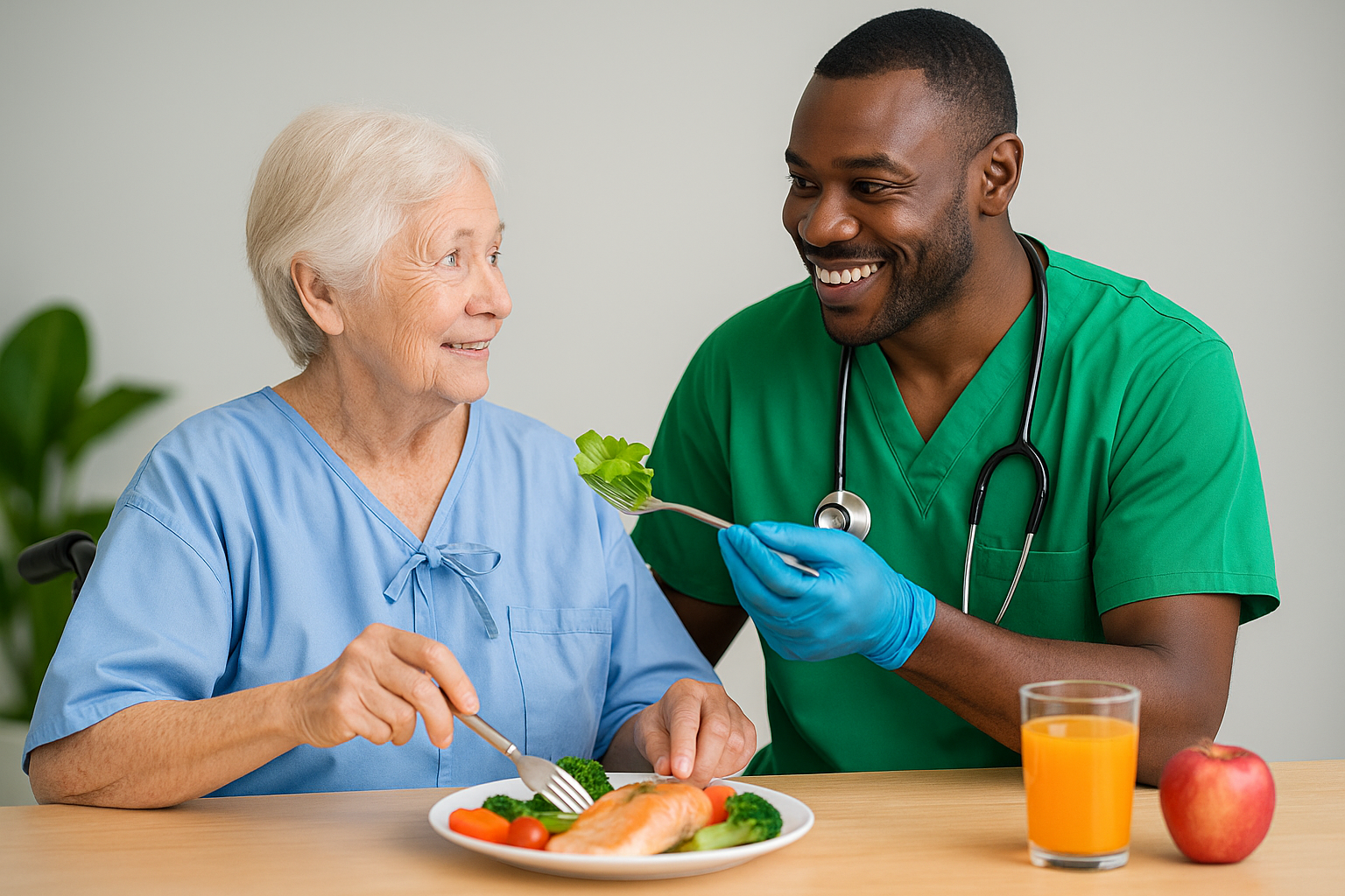 Professional caregiver providing nutrition support in Gurnee home